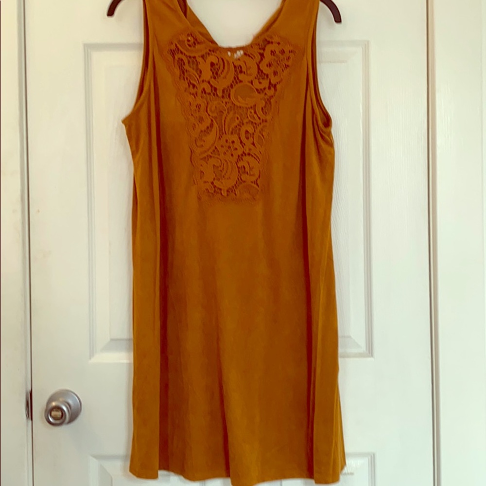 Tan dress with beautiful front design